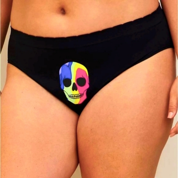 ❤️NWT VINTAGE TORRIF PANTY - RAINBOW SKULL SEAMLESS HIPSTER HALLOWEEN SIZE 4X - Picture 8 of 10